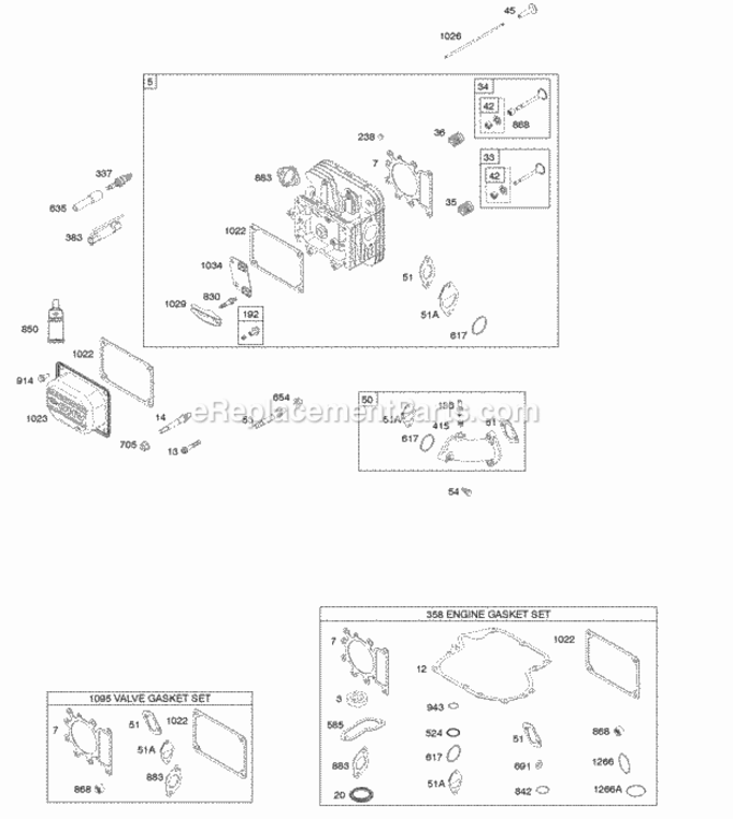 Cylinder Head Gasket Set - Engine Gasket Set - Valve Intake Manifold Valves Diagram and Parts List for 219907-0131-E1  Briggs and Stratton Engine